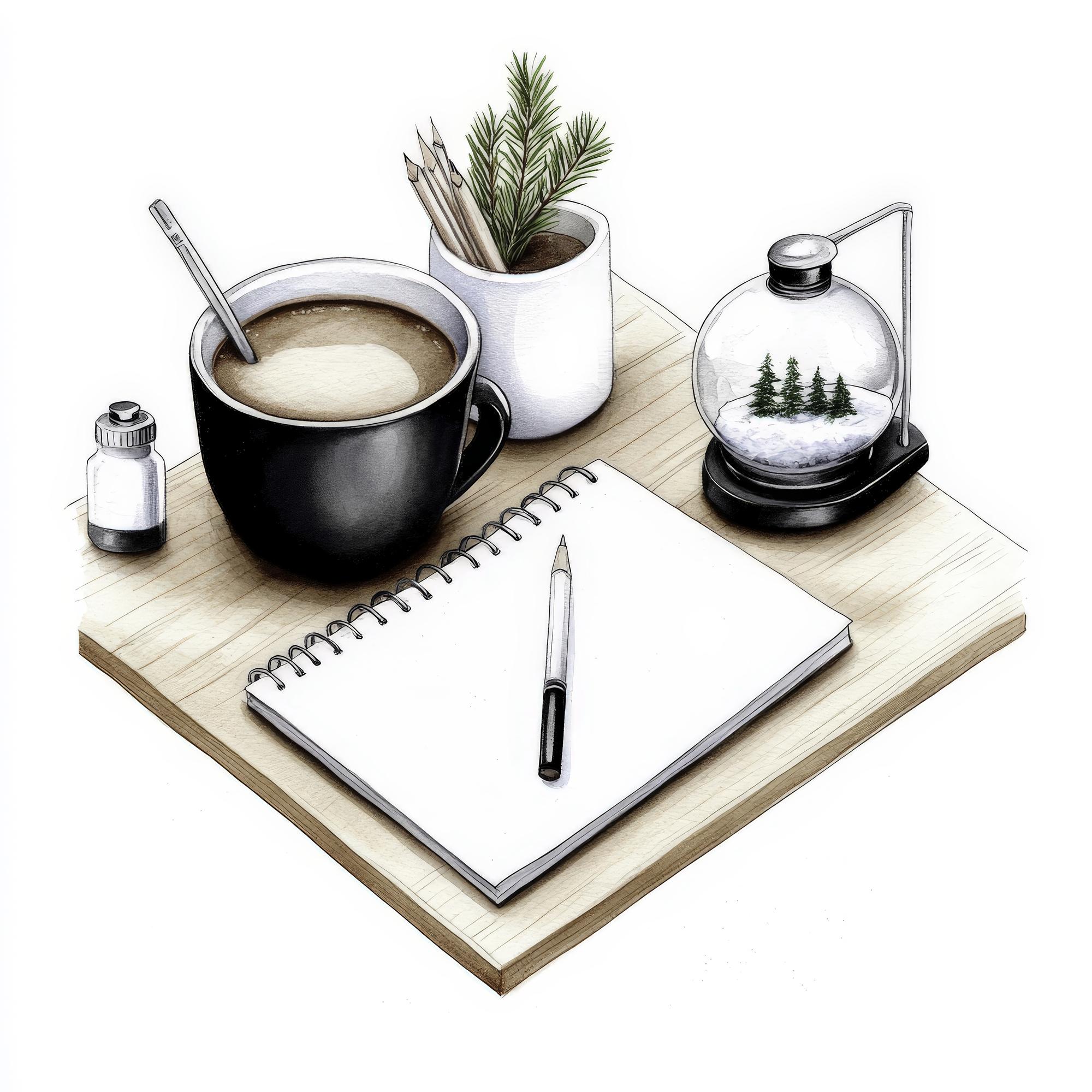 Consultation notebook and meal sketch